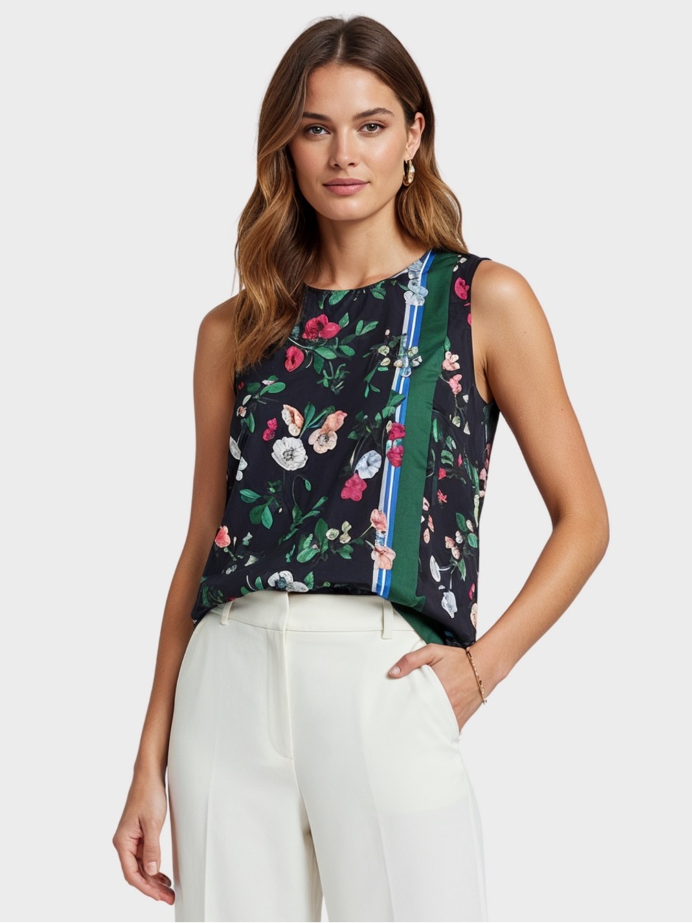 Ann Taylor Black Floral Sleeveless Blouse XXSP
